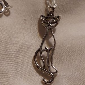 Sterling Silver Cat Necklace